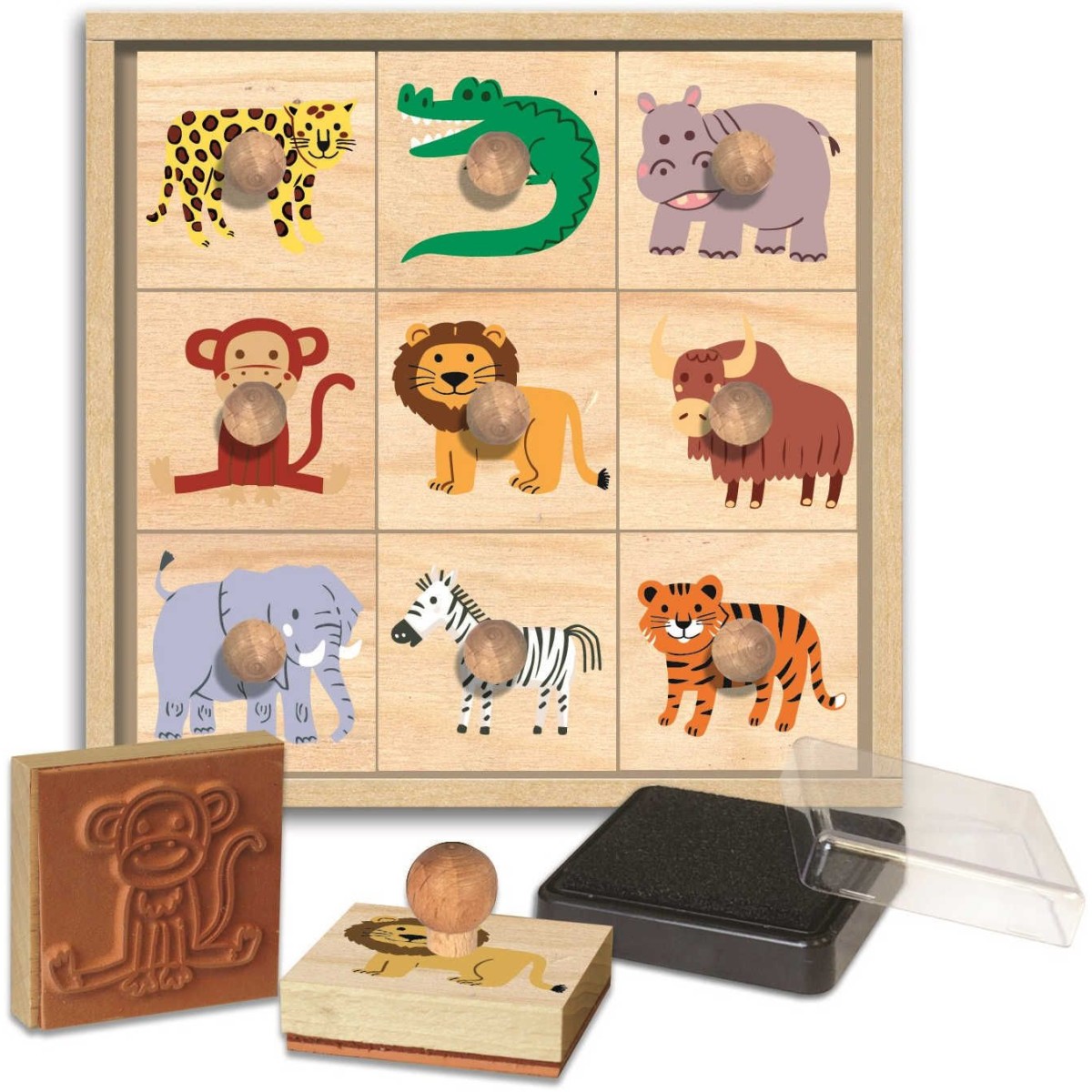 Crea Lign' drewniane stempelki z uchwytami Sawanna 9 sztuk +3