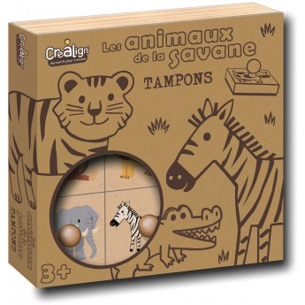 Crea Lign' drewniane stempelki z uchwytami Sawanna 9 sztuk +3