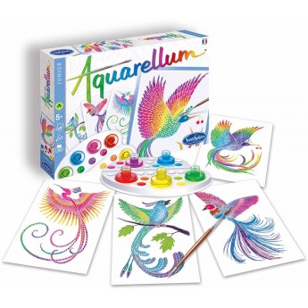 Aquarellum Rajskie Ptaki 4 plansze do malowania i farby, SentoSphere