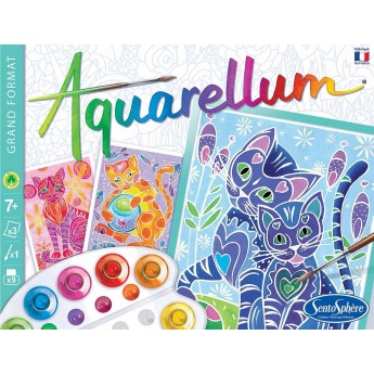 Aquarellum Koty 3 obrazy A4 i farby 6280