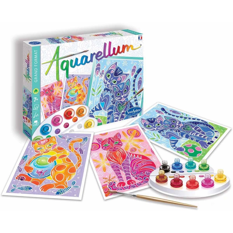 SentoSphere Aquarellum Koty 3 obrazy A4 + farby 6280 SentoSphere Aquarellum Koty 3 obrazy A4 + farby 6280