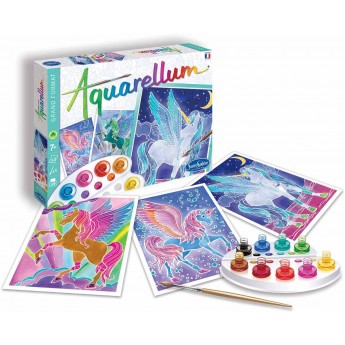 Pegaz 3 obrazy do malowania i farby Aquarellum, SentoSphere