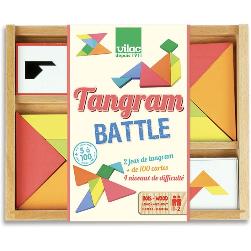 Vilac Tangram podwójny drewniany puzzle dla dzieci od 5 lat Vilac Tangram podwójny drewniany puzzle dla dzieci od 5 lat