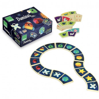 Vilac Domino obrazkowe dla dzieci Kosmos drewniane +2 | Dadum