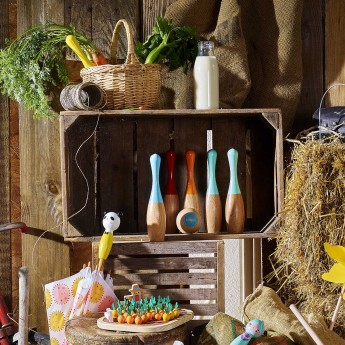 Vilac Kręgle drewniane dla dzieci Bowling 24cm zabawka +5lat