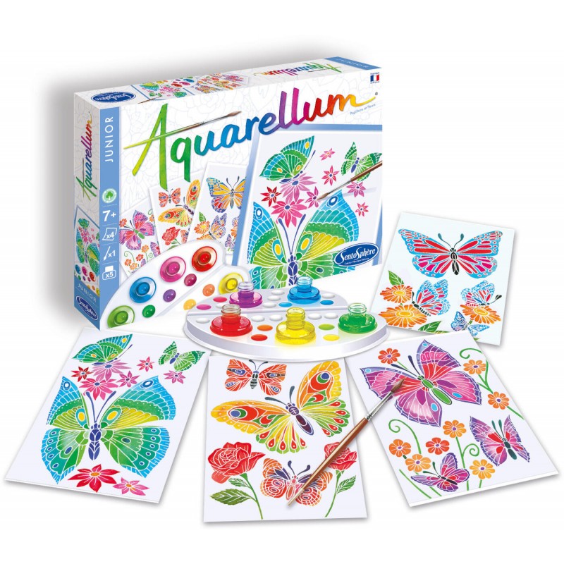 SentoSphere Aquarellum Motyle i Kwiaty 4 obrazy A5 i farby 6500 SentoSphere Aquarellum Motyle i Kwiaty 4 obrazy A5 i farby 6500