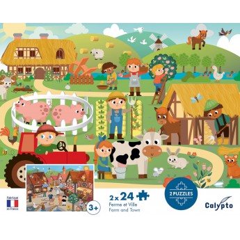 Calypto Puzzle 2x24 elementy Miasto i Farma 7707