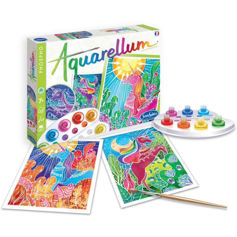 Aquarellum Jednorożce 2 obrazy do malowania i farby, SentoSphere | Dadum