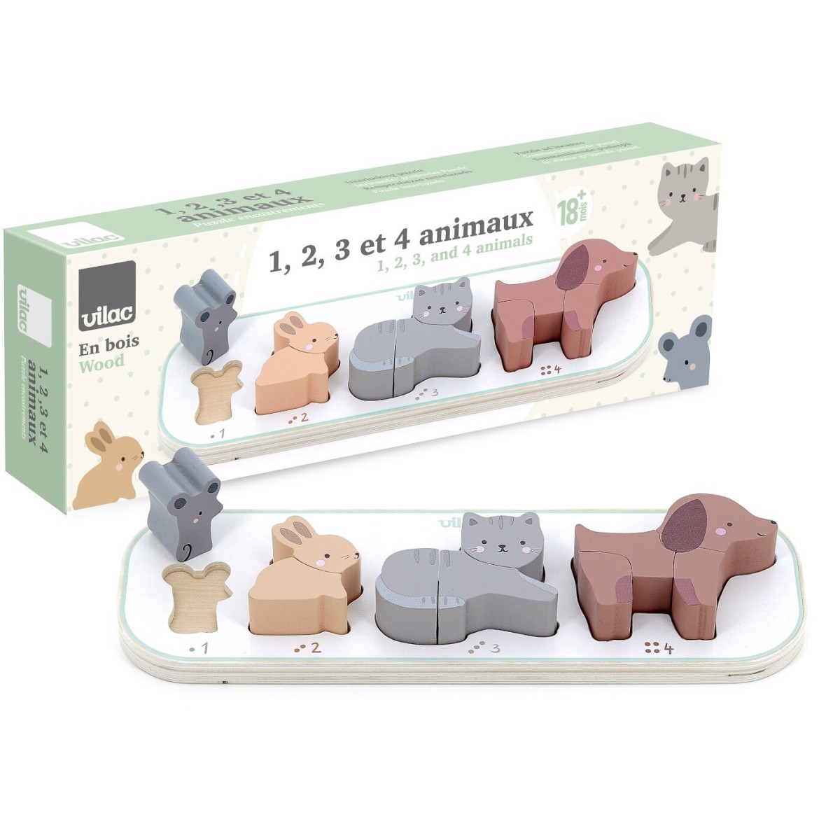 Układanka do nauki liczenia do 4 "Zwierzęta" Vilac 7118