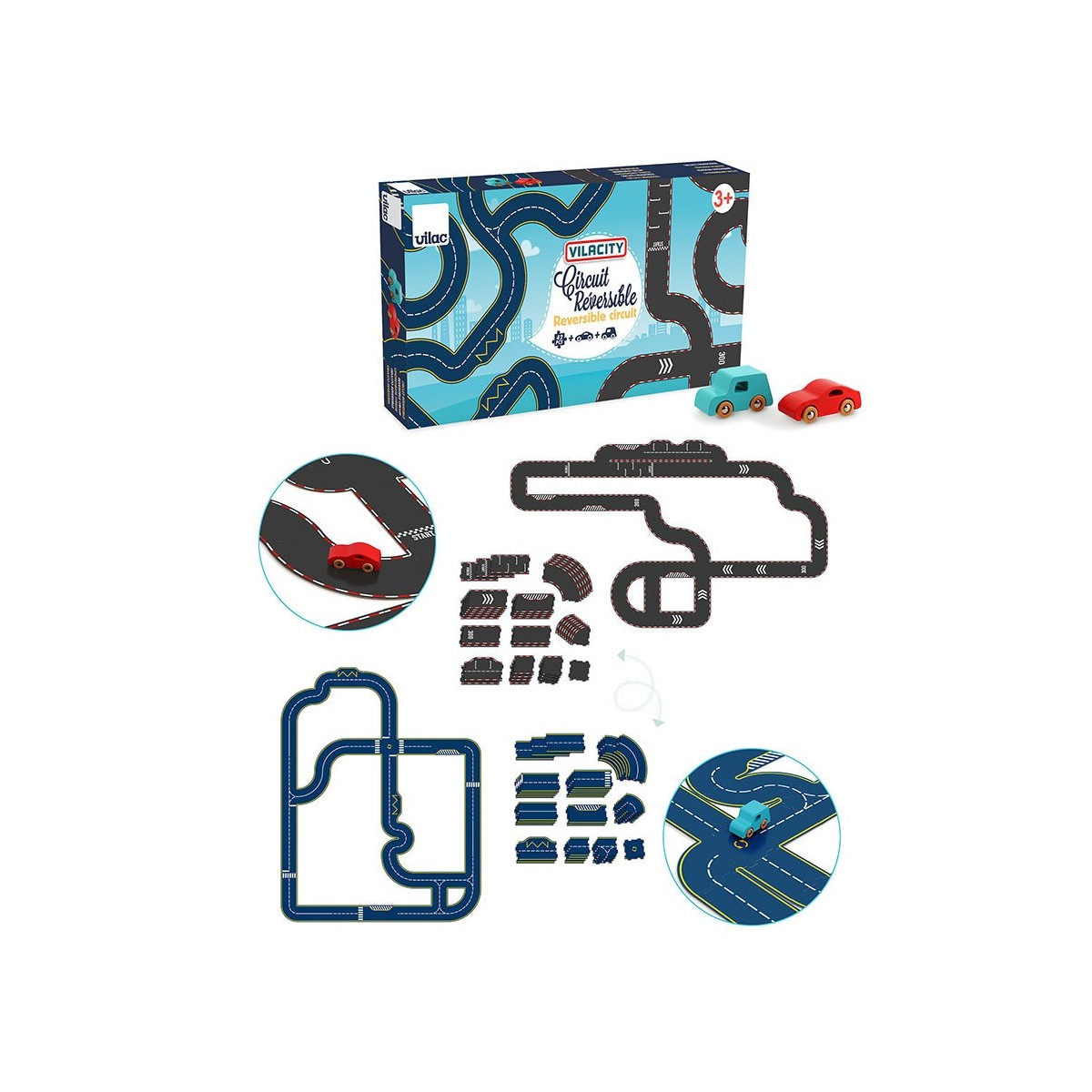 Tor samochodowy dwustronny z 2 autkami Vilac 2350