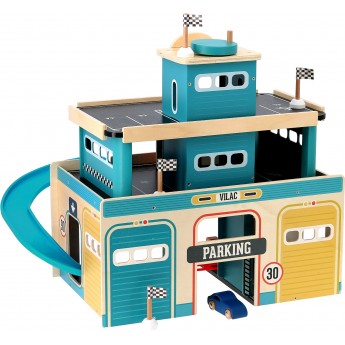 Garaż drewniany vintage z windą i autkiem Vilac 2351