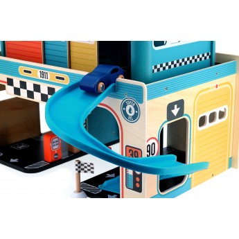 Garaż drewniany vintage z windą i autkiem Vilac 2351