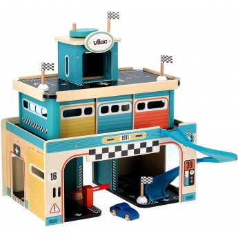 Garaż drewniany vintage z windą i autkiem Vilac 2351