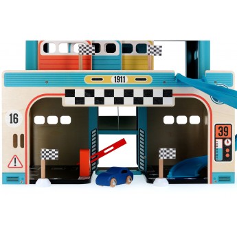 Garaż drewniany vintage z windą i autkiem Vilac 2351