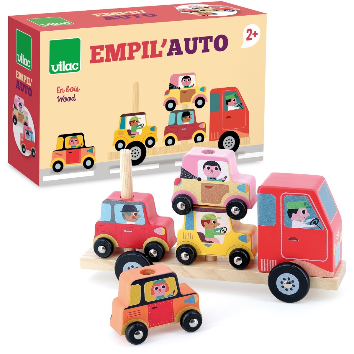 Nakładanka drewniana Laweta na 4 auta Vilac 7636