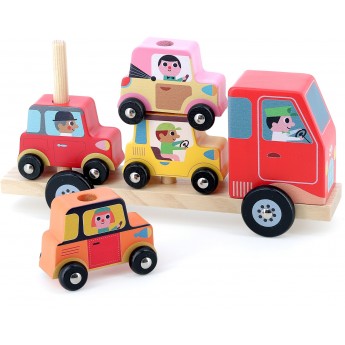 Nakładanka drewniana Laweta na 4 auta Vilac 7636