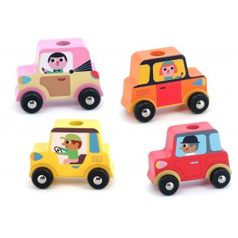 Nakładanka drewniana Laweta na 4 auta Vilac 7636