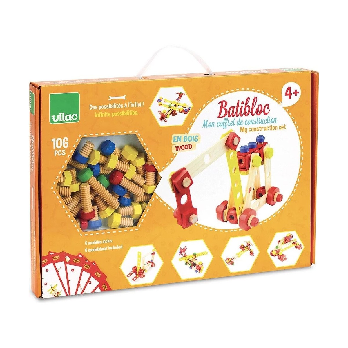 Klocki konstrukcyjne 106szt dla dzieci +4 lat, Vilac | Dadum Kraków