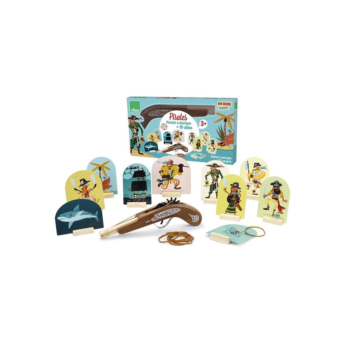 Vilac Piraci gra zręcznościowa +3 z pistoletem na gumki | Dadum