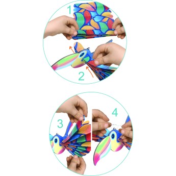 Egzotyczne Ptaki papierowe zwierzęta do składania CL174