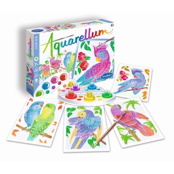 Aquarellum Papugi 4 plansze do malowania i farby, SentoSphere