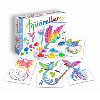 Aquarellum Rajskie Ptaki 4 plansze do malowania i farby, SentoSphere