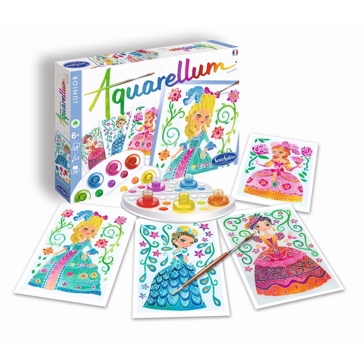 Aquarellum Księżniczki 4 plansze do malowania i farby, SentoSphere