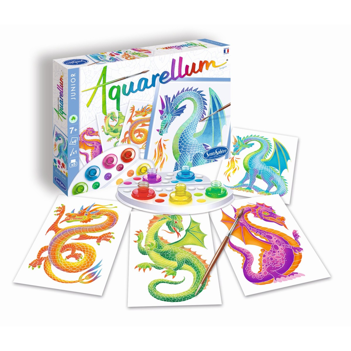 Aquarellum Smoki 4 plansze do malowania i farby, SentoSphere