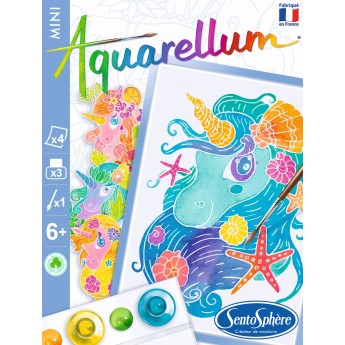 Aquarellum Mini Jednorożec 2 obrazy pocztówki i farby 6006