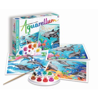 Delfiny Aquarellum 3 obrazy do malowania, SentoSphere