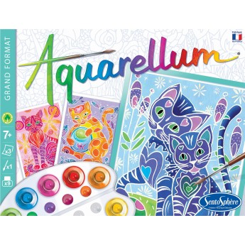 Aquarellum Koty 3 obrazy A4 i farby 6280