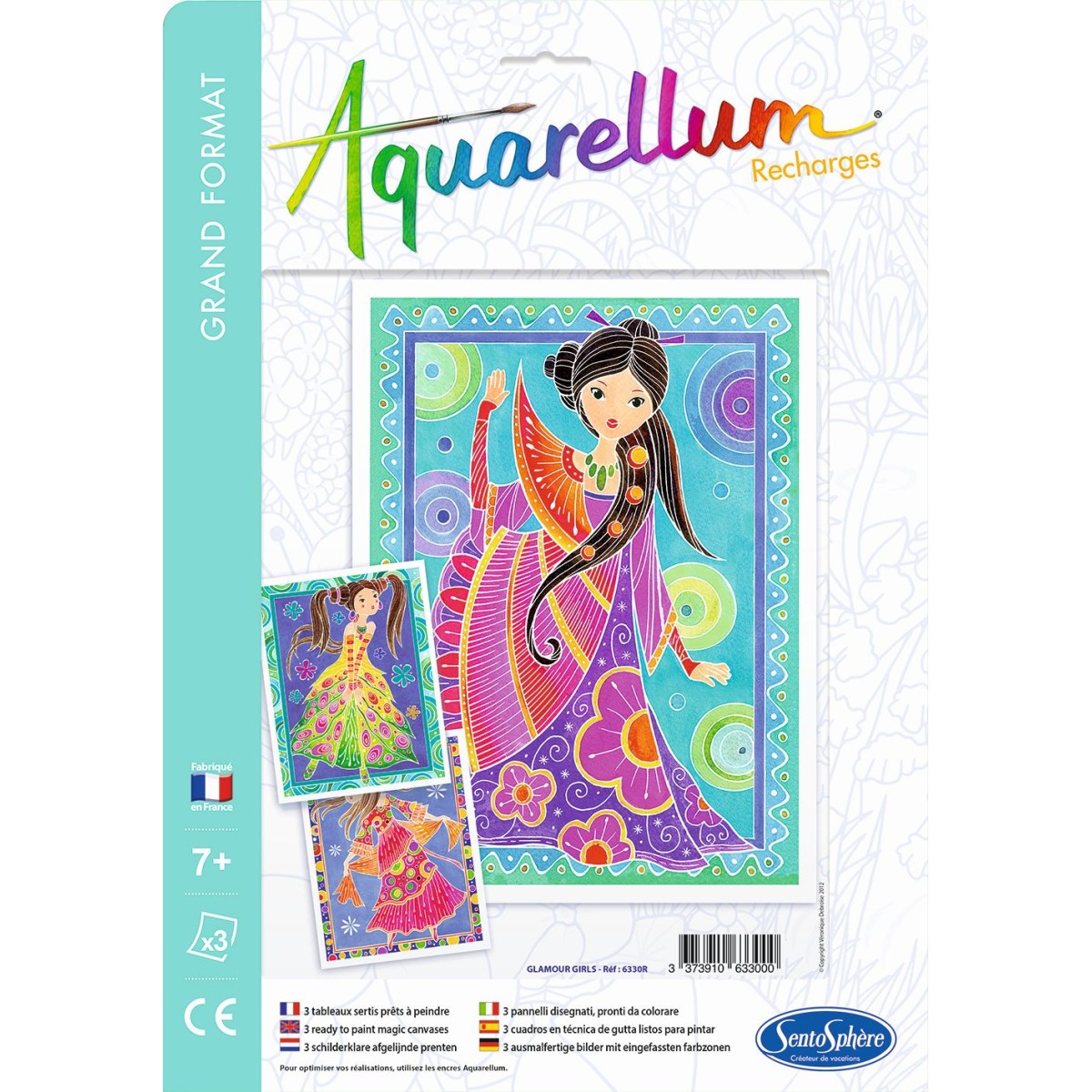 Aquarellum Glamour Girl 3 plansze zapasowe do malowania, SentoSphere
