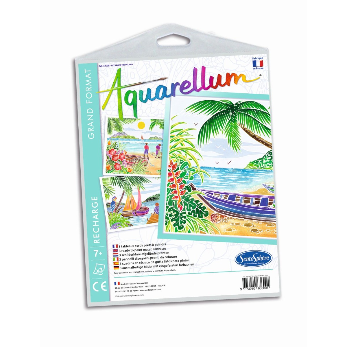 Aquarellum Tropiki 3 plansze zapasowe do malowania, SentoSphere
