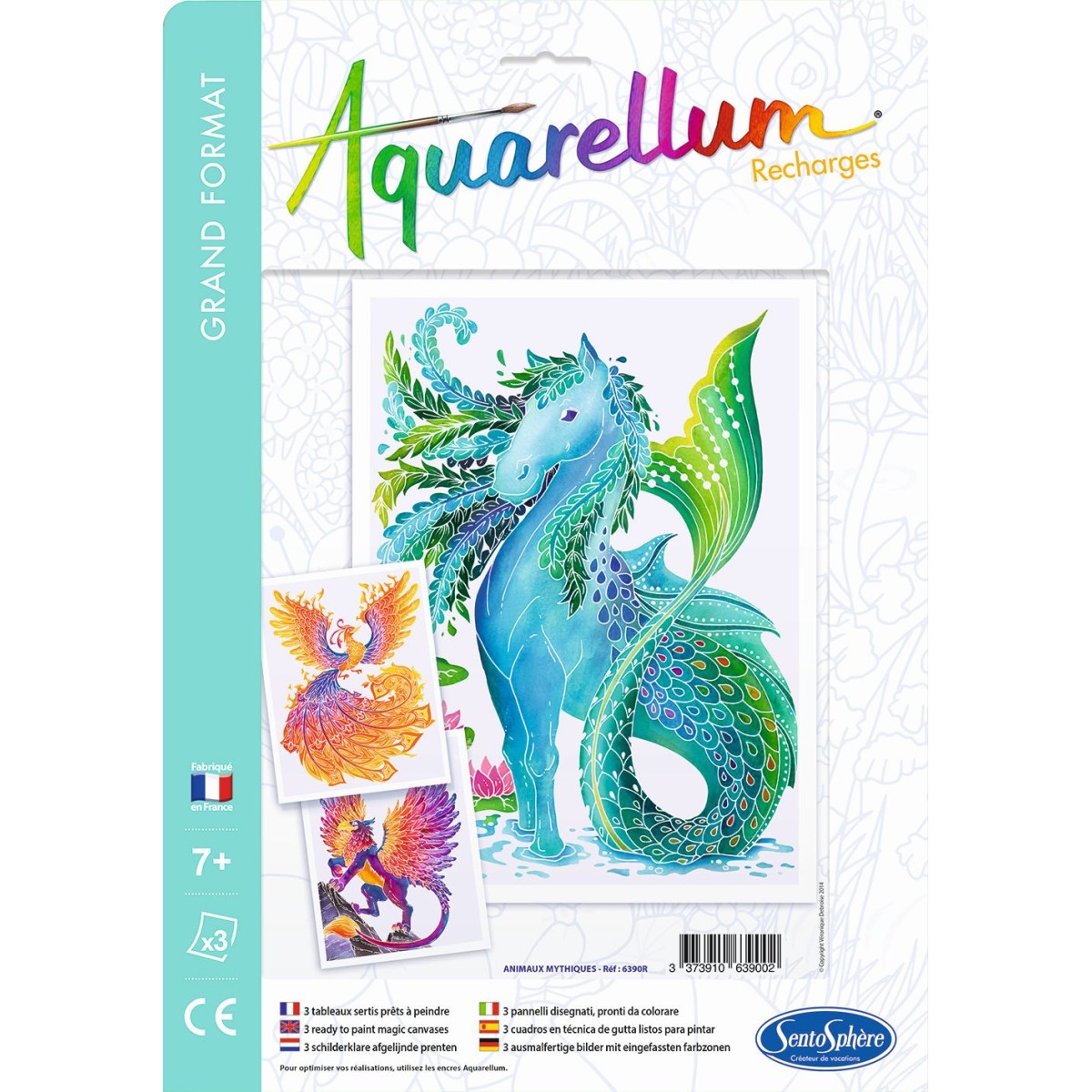 Aquarellum Mityczne Stworzenia 3 plansze zapasowe do malowania, SentoSphere