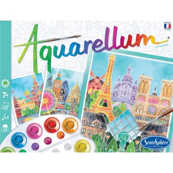 Zestaw Aquarellum Stolicy 3 obrazy i farby, SentoSphere | Dadum