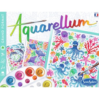 Aquarellum Głębiny Oceanu 3 duże obrazy i farby +7, SentoSphere