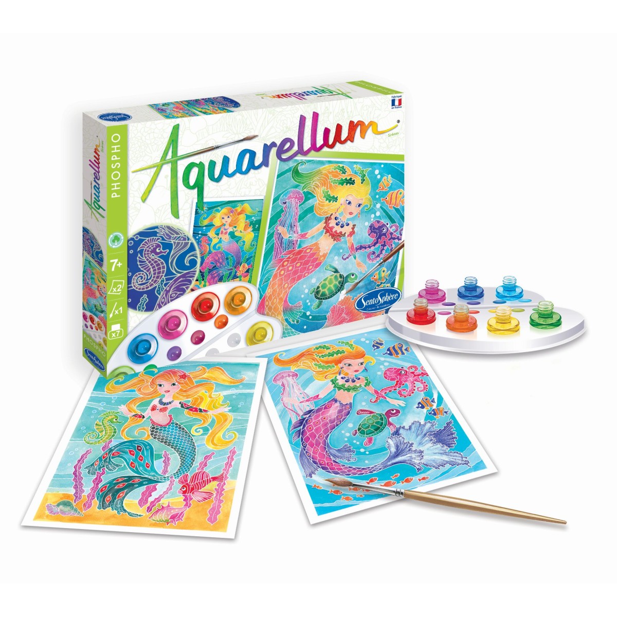 Aquarellum Świecące Syreny 2 obrazy do malowania i farby, SentoSphere