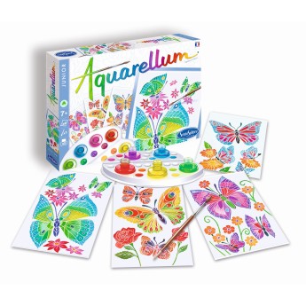 Aquarellum Motyle i Kwiaty 4 obrazy i farby, SentoSphere