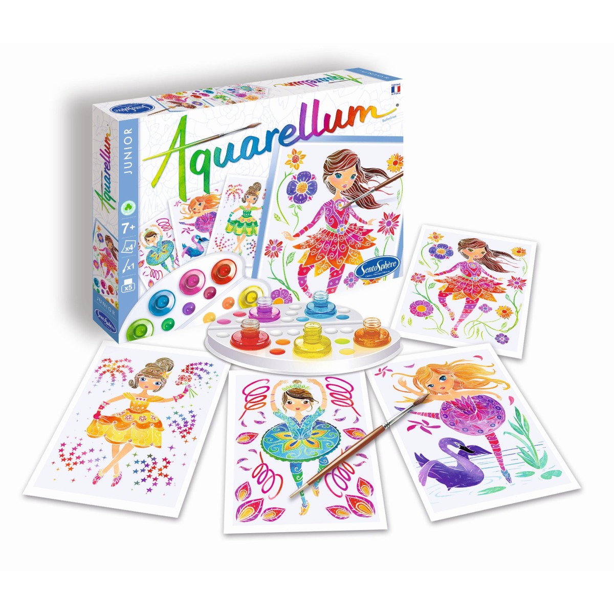 Aquarellum Baletnice 4 obrazy do malowania i farby, SentoSphere