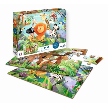 Puzzle 2x24 elementy Dzikie Zwierzęta, Calypto