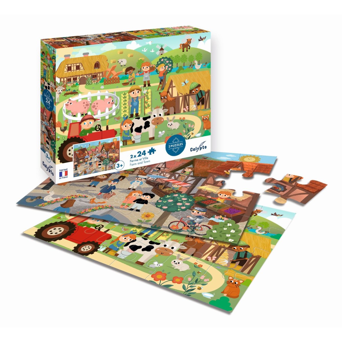 Puzzle 2x24 elementy Miasto i Farma, Calypto