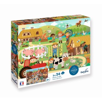 Calypto Puzzle 2x24 elementy Miasto i Farma 7707
