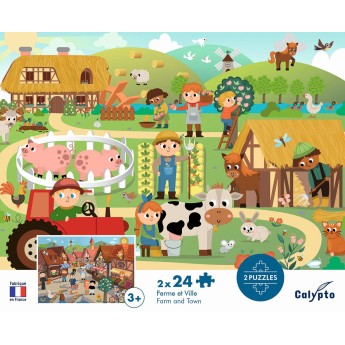 Calypto Puzzle 2x24 elementy Miasto i Farma 7707