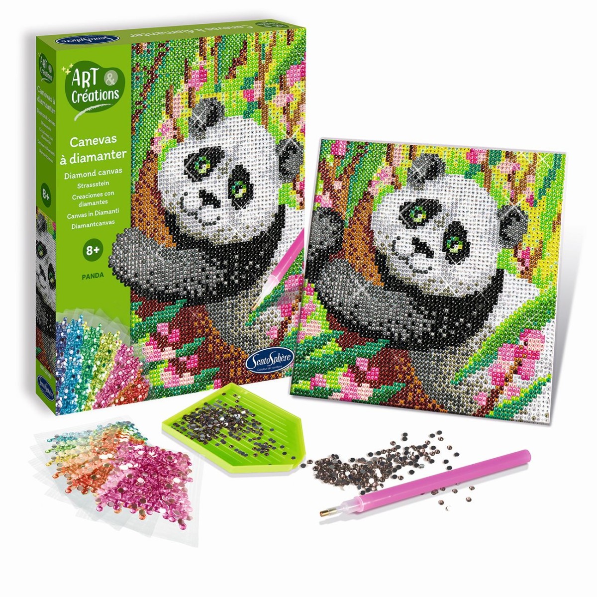 Zestaw kreatywny obraz z diamentami Panda +8, SentoSphere