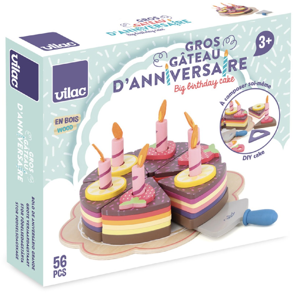 Duże ciasto urodzinowe z drewna, Vilac