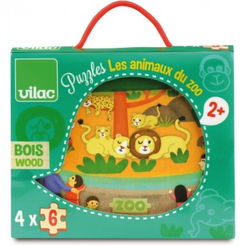 Vilac Zoo puzzle drewniane 4x6 elementów dla dzieci +2