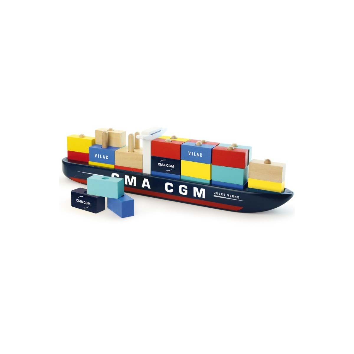 Nakładanka kontenerowiec CMA CGM 34 klocków, Vilac