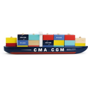 Nakładanka kontenerowiec CMA CGM 34 klocków, Vilac