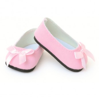 Buty dla lalek 39-48cm balerinki różowe ze wstążką, Petitcollin